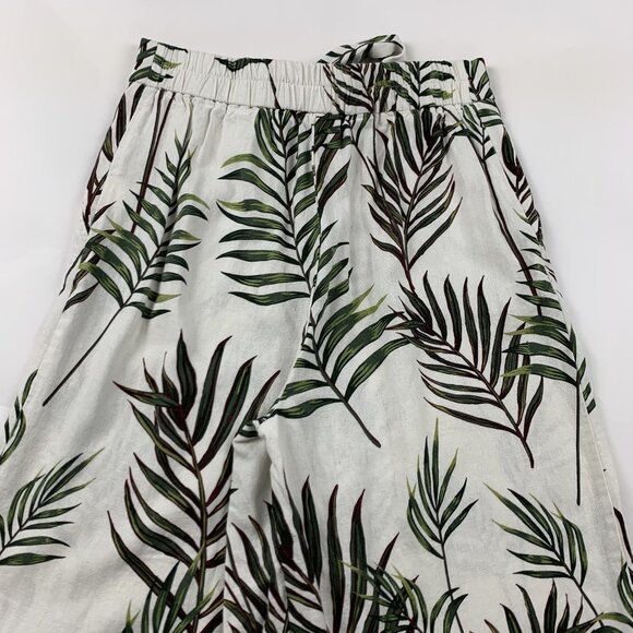 Joie Palm Print Linen Blend Wide Leg Cropped Pant 4 - Picture 8 of 8